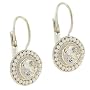 Sterling Silver Diamond cz Round Bali Bead Lever Back LeverBack Earrings