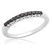 10k White or Yellow  Gold Round Black Diamond Stack Ring (1/6 cttw)