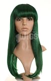 Straight Dark Green Aqua and Black Wig - Perfect for Halloween - Premium Quality Synthetic Hair from Wonderland Wigs