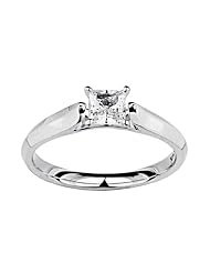 14k White Gold Solitaire 1 2 Ct Center Princess-Cut Diamond Ladies Women... by The World Jewelry Center