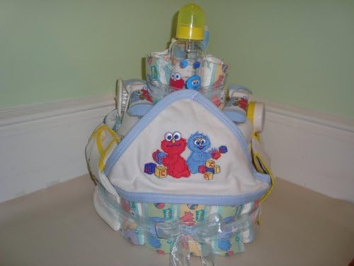 Elmo and Friends Sesame Street Baby Boy (Decorated All Around) 3 Layer Diaper Cake - Comes Decoratively Wrapped Making it a Great Gift or Shower Centerpiece - Other Gift Options Also Available