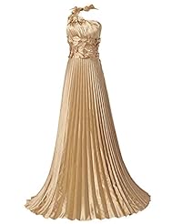 Satin Ruched Lace-Up One Shoulder Evening Dress/Party Dress/Wedding Dress 