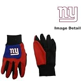 New York Giants Color Block Blue Grip Work Glove w/ Red Fingers