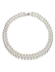 PremiumPearl Double Strand White Freshwater Pearl Necklace AAA Quality