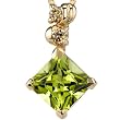 Dazzling and Lustrous 1.00 cts Princess Cut Peridot Diamond Pendant 14Kt Yellow Gold