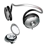 Coby Neckband Digital Stereo Headphone with Bonus Earphones and Carrying Case CV231SVR (Silver)
