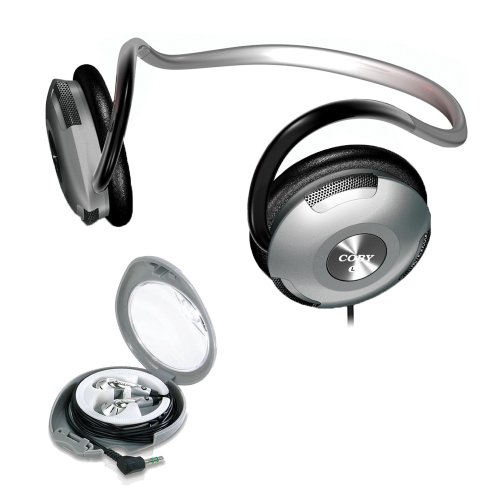 Coby Neckband Digital Stereo Headphone with Bonus Earphones and Carrying Case CV231SVR (Silver)