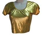 Gold Saree Sari Choli Stretch Blouse Bellydance Top