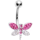 Austrian Crystal Pink Dragonfly Belly Ring