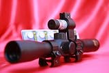 Electronics : 4x20 RIFLE SCOPE CROSSHAIR + LASER SIGHT+ SET BATTERY night SHOTGUN vision SWAT GUN
