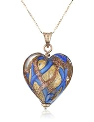 14k Yellow Gold Murano Glass Heart Necklace