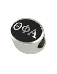 Theta Phi Alpha Black Antique Oval Sorority Bead Charm Fits Most Pandora Style Bracelets. High Quality Bead in Stock for Fast Shipping