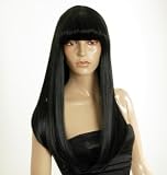 Black Straight Nikki Minaj Wig | Long Black Straight Wig with Thick Fringe