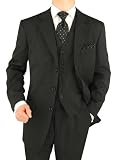 Presidential Vested Suit 3 Button Three Pcs Black Stripe