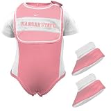Nike Kansas State Wildcats White & Pink Infant 3-piece Creeper Set
