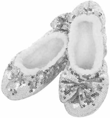 Snoozies Ladies Ballerina Bling Slippers Slippers Silver Medium UK 5 - 6