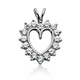 14k White Gold 2.4 ct Diamond Heart Pendant G-H , SI1