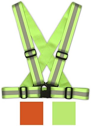 Nue Designs Cases Tm High Visibility Day &amp; Night for Running, Cycling, Walking Etc. Easily Adjustable, Lightweight, Elastic Reflective Belt Vest/reflective Running Vest/cycling Vest/safety Vest Gives a Versatile Comfortable Fit Over Sports Gear or Outdoor Clothing (LIME GREEN, MEDIUM)