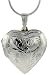 Sterling Silver Large Hand Engraved Heart Locket, 1 1/8 x 1 1/4