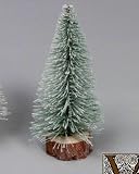 Club Pack of 12 Flocked Village Christmas Trees with Wood Bases 9