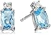 Amazon Collection Sterling Silver Checkerboard Gemstone and Created White Sapphire Earrings and Pendant Jewelry Set