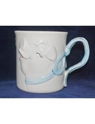 1983 Fitz & Floyd Handpainted Pig Cup with Ribbon Handle