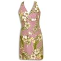 White Hibiscus Yellow Plumeria Hawaiian Aloha Crisscross Back Halter Sun Dress - Regular and Plus Size