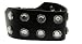 2 Rows of Round Faceted Clear Shaped Studs Leather Wrist Band Bracelet