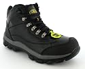 Rugged Outback "Danube" Men's Leather Steel Toe Cap Safety Hiking/Walking Boots - Black Action Leather