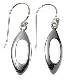 Sterling Silver Oval Marquis Drop Earrings