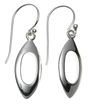 Sterling Silver Oval Marquis Drop Earrings