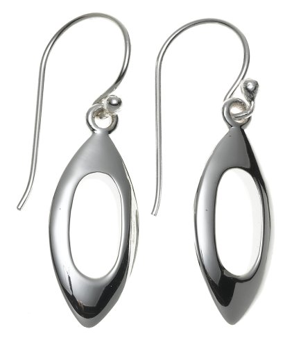 Sterling Silver Oval Marquis Drop Earrings