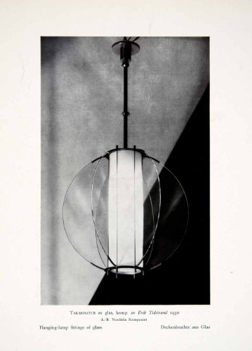 1931 Print Sweden Hanging Lamp Glass Fitting Arts Crafts Movement Decorative - Original Halftone Print