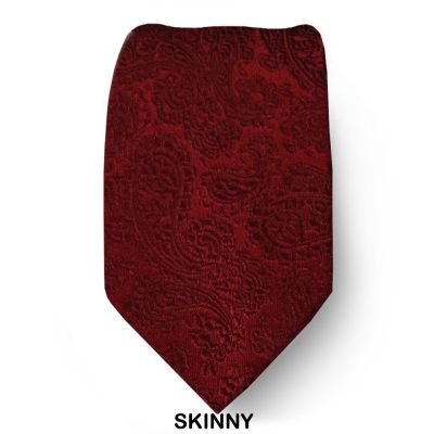 Red Paisley Tonal 2.75 Inch Narrow Silk Tie