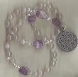 Anglican Rosary of Pink Rose Quartz with Episcopal Military Service Cross