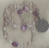 Anglican Rosary of Pink Rose Quartz with Episcopal Military Service Cross