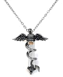 Rod of Asclepius Vial Alchemy Gothic Pendant Necklace
