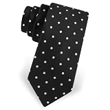 Black with White Dots Boys Tie by Principessa - Black Silk