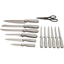 Ginsu Hanaita Japanese 420J2 Stainless Steel 14-Piece Counter Saver Cutlery Set with Cabinet Horizontal and Vertical Mounting 4835