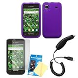 Purple Silicone Case / Skin / Cover, LCD Screen Guard / Protector & Car Charger for Samsung Vibrant SGH-T959