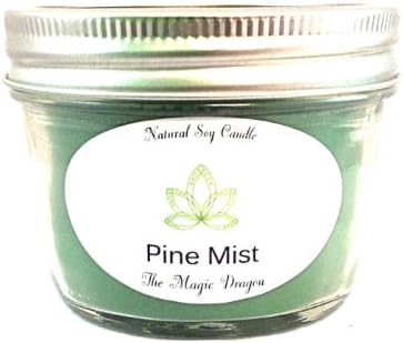 All Natural Mason Jar Soy Candle, Pine Mist, 8oz, 1/2 Pint