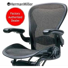Aeron(R) Chair Highly Adjustable Model with Graphite Frame Classic Carbon with Lumbar... by Aeron