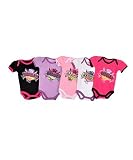 Akademiks Girls “Rocker Crest” 5-Pack Bodysuits (Sizes 0M – 9M) – beetroot purple, 0 – 3 months