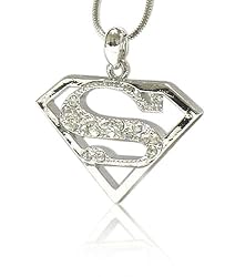 Crystal Superman Symbol Pendant Necklace Fashion Jewelry