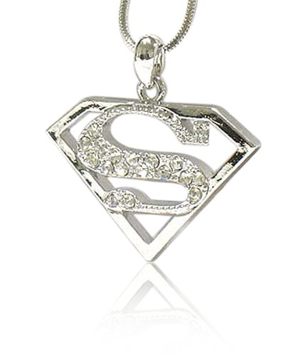  Crystal Superman Symbol Pendant Necklace Fashion Jewelry
