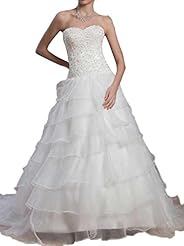  Lace Applique Tiered Organza Sweetheart  Ball Gown  Dress