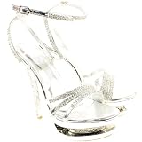 Womens Diamante Heel Encrusted Platform Ankle Strap Sandals