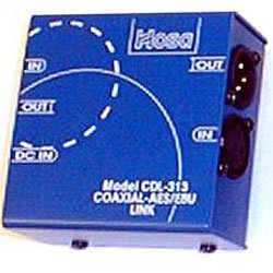 HOSA COAXIAL-SPDIF TO AES-EBU LINK - CONVERTER. Coaxial Data Link. AES/EBU (XLR) to S/PDIF (RCA) and vice versa, simultaneously. HOSA COAXIAL-SPDIF TO AES-EBU LINK - CONVERTER. Coaxial Data Link. AES/EBU (XLR) to S/PDIF (RCA) and vice versa, simultaneously.