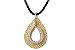 14K Yellow Gold Hammered-Finish Sliding Tear-Drop Pendant, Enhanced with Pave Set Diamonds, Set on a Black Silk Cord Necklace with an 18K Yellow Gold Clasp.