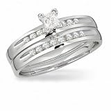 3/8 ct dtw princess cut center bridal set